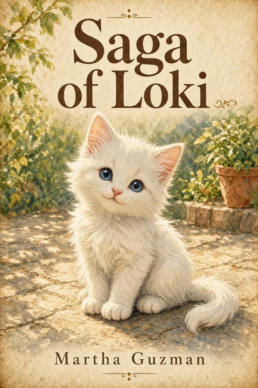 Illustrated book cover for Saga of Loki by Martha Guzman.
